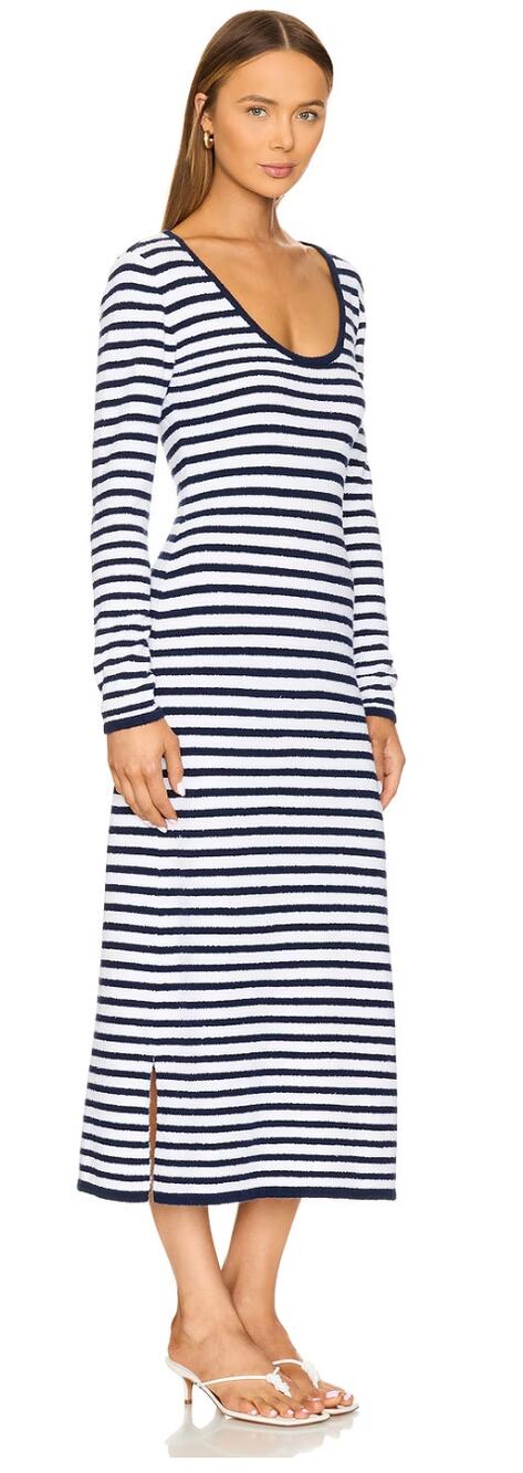 Ciao Lucia Sabine Terry Cloth Knit Midi Dress Long-Sleeve Open Back Size Large